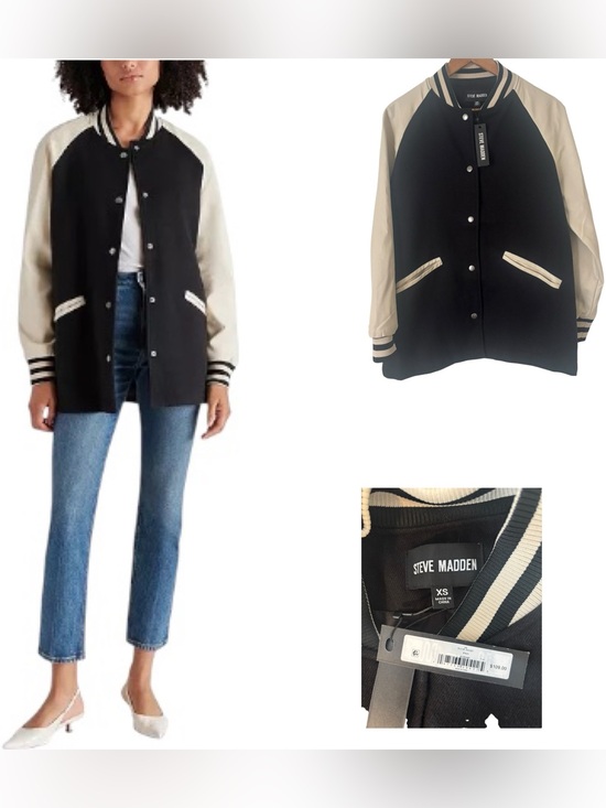 Steve Madden Jackets & Blazers - Steve Madden Skylie Faux-Leather Varsity Jacket